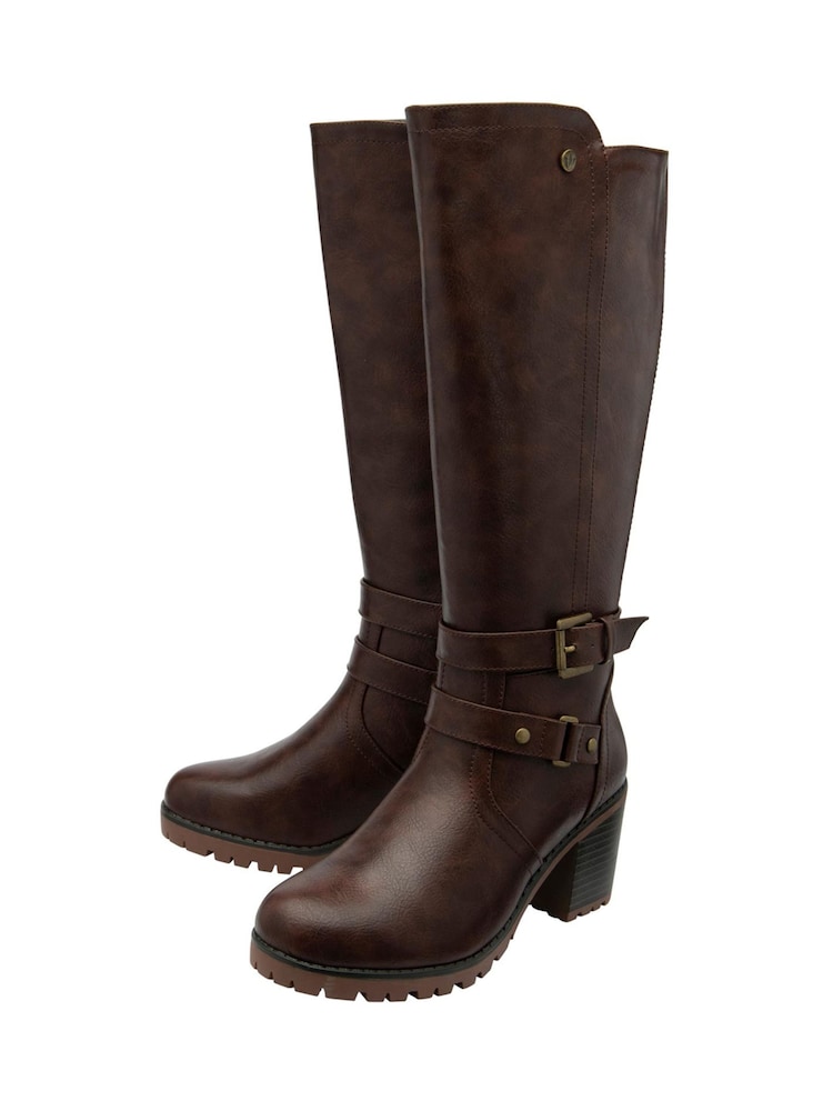 Lotus Brown Knee High Boots - Image 2 of 3 Lotus Brown Knee High Boots - Image 2 of 3