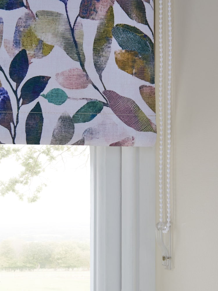 Multicoloured Ready Made Blackout Bathroom Roller Blinds Leaves Print - Image 6 of 6
