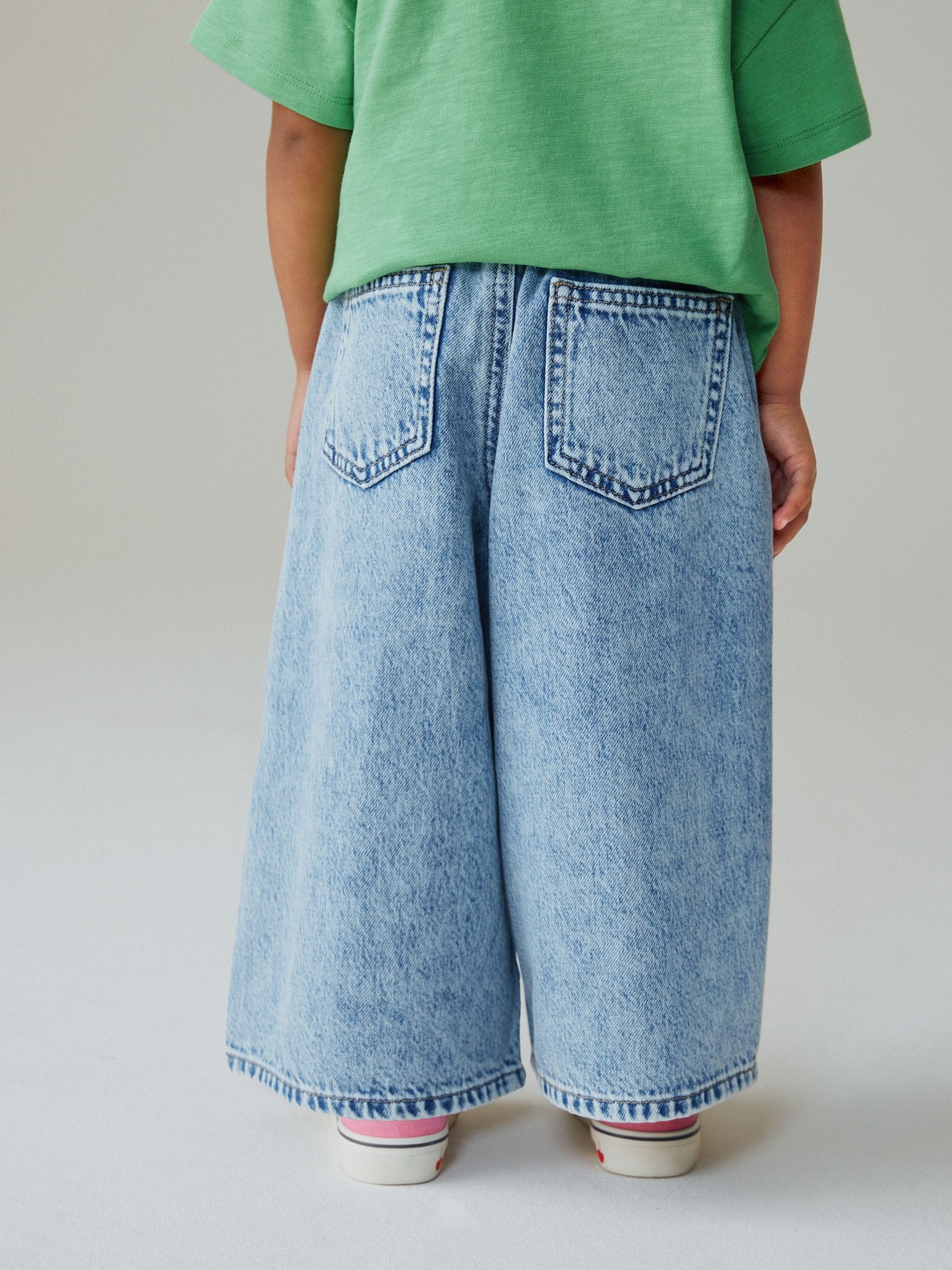 Buy Mid Blue Crochet Embellished Wide leg Jeans (3mths-7yrs) from