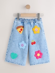 Mid Blue Crochet Embellished Wide leg Jeans (3mths-7yrs) - Image 5 of 8