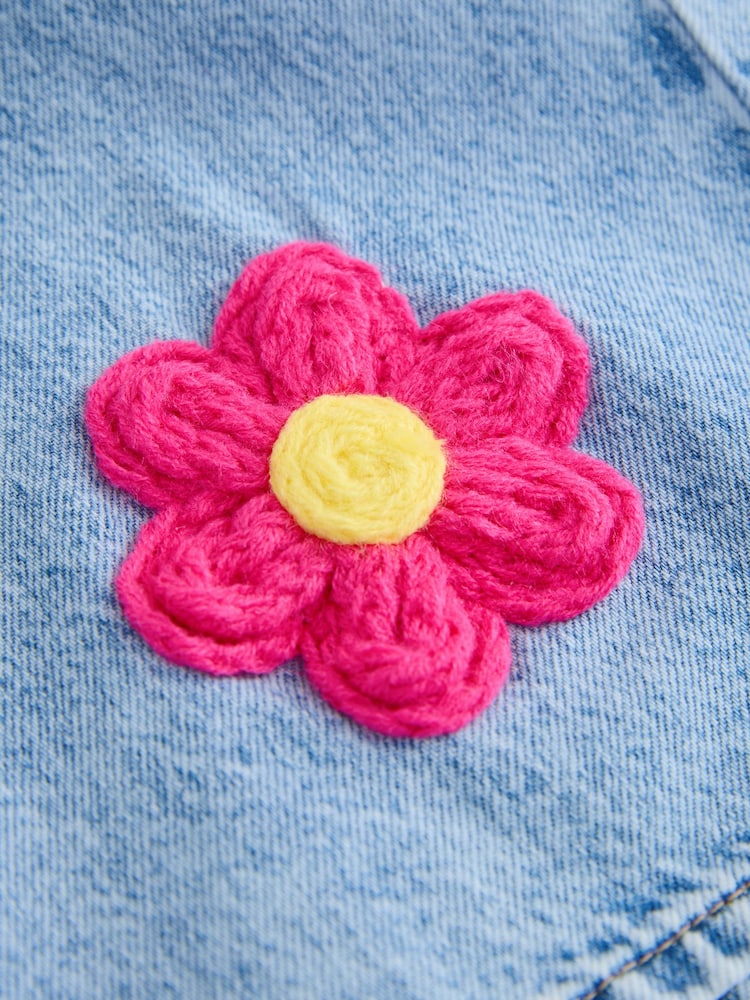 Mid Blue Crochet Embellished Wide leg Jeans (3mths-7yrs) - Image 8 of 8