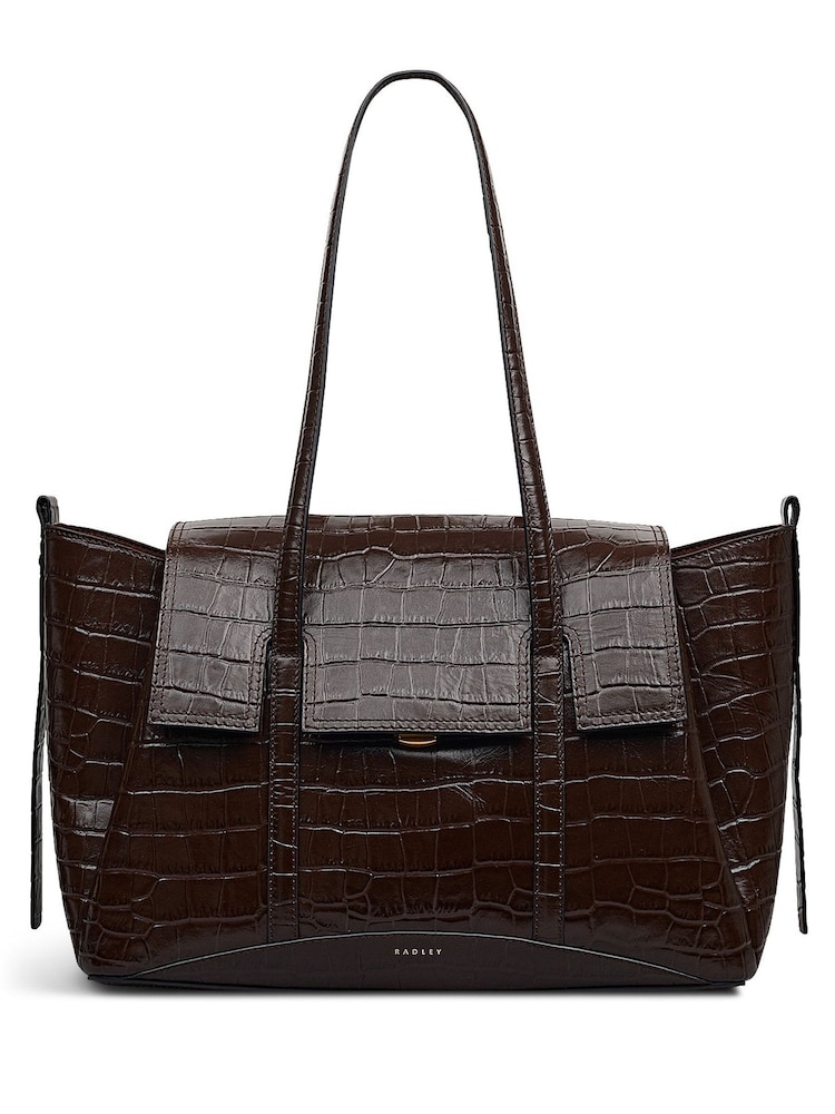 Radley Medium The Chancery Faux Croc Flapover Shoulder Brown Bag - Image 1 of 3