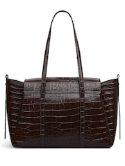 Radley Medium The Chancery Faux Croc Flapover Shoulder Brown Bag - Image 2 of 3