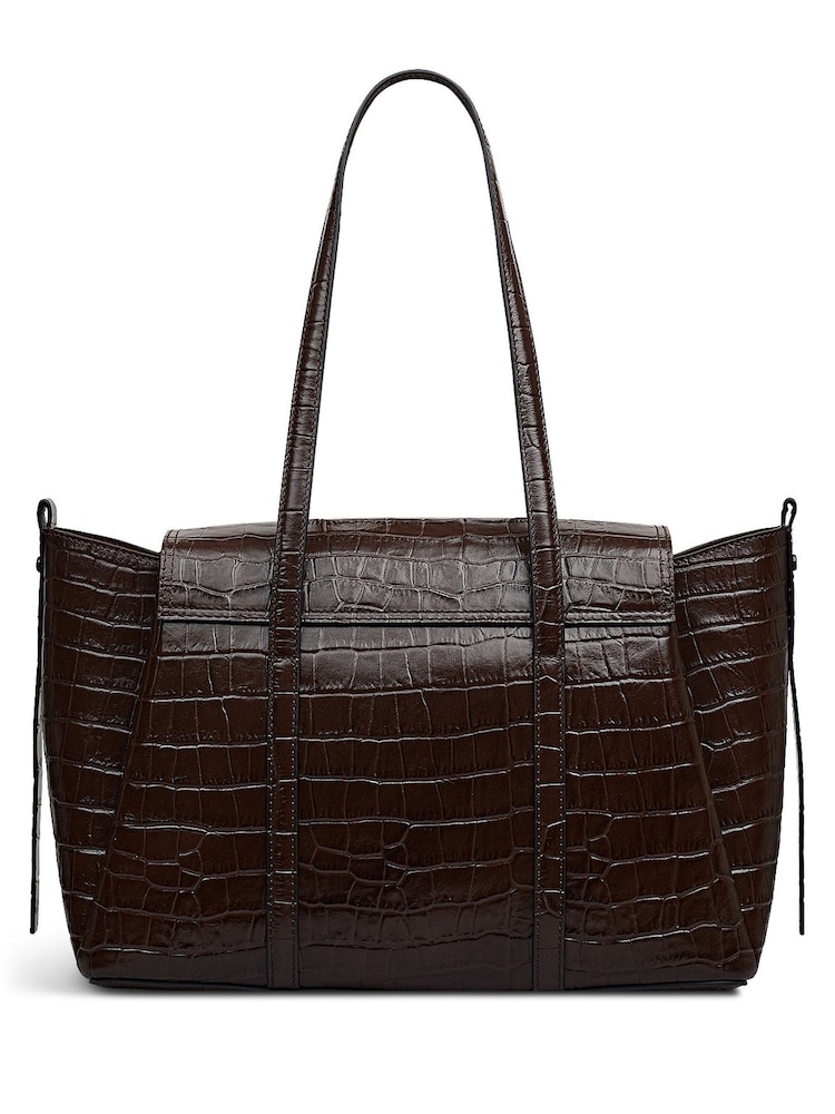 Radley Medium The Chancery Faux Croc Flapover Shoulder Brown Bag - Image 2 of 3