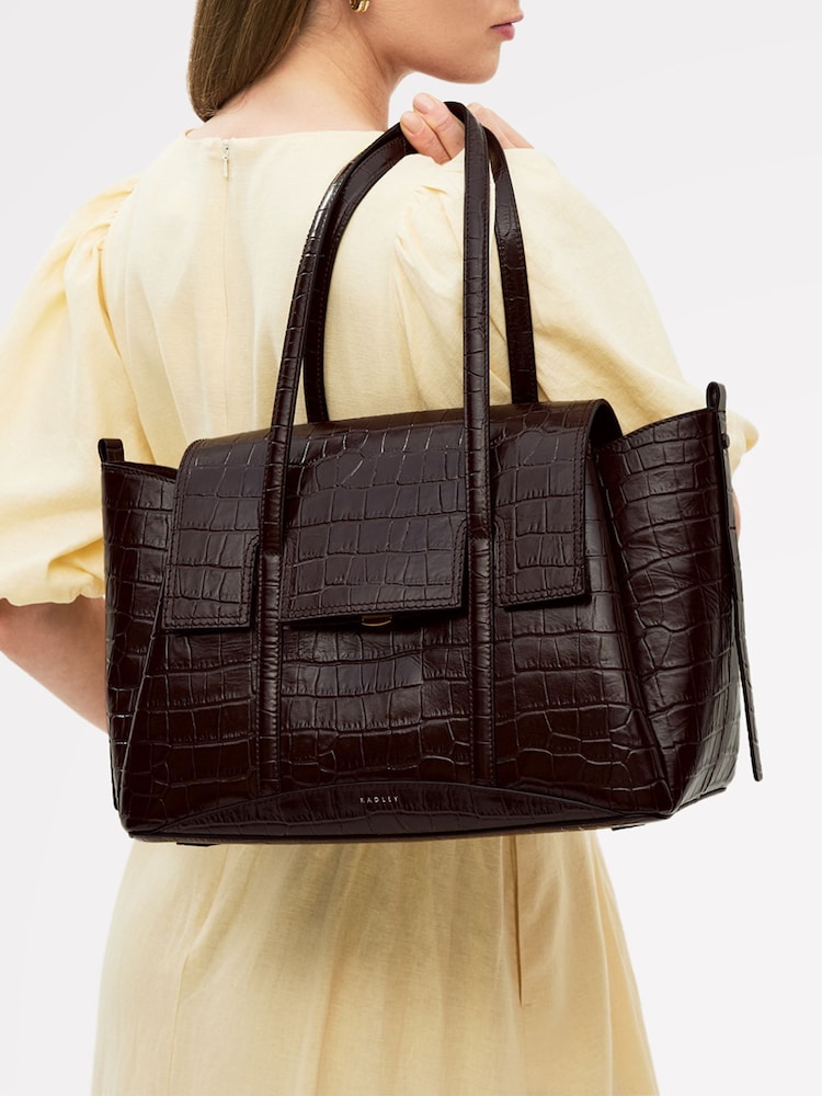 Radley Brown Faux Croc The Chancery Medium Shoulder Bag - Image 5 of 5