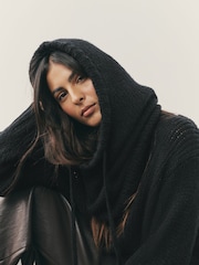 Nothing Ordinary Black Knitted Hooded Snood With Wool - Image 2 of 7