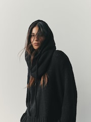 Nothing Ordinary Black Knitted Hooded Snood With Wool - Image 3 of 7