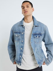 River Island Blue Regular Fit 100% Cotton Denim Jacket - Image 1 of 4