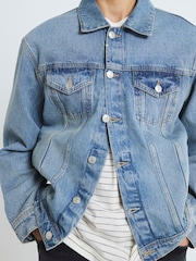 River Island Blue Regular Fit 100% Cotton Denim Jacket - Image 3 of 4