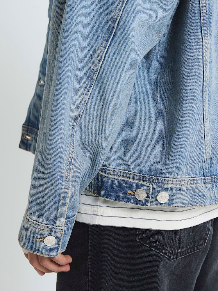 River Island Blue Regular Fit 100% Cotton Denim Jacket - Image 4 of 4
