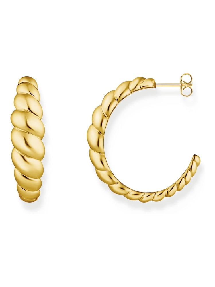 Thomas Sabo Gold Tone Organic Shapes Twisted Creoles Earrings - Image 1 of 3