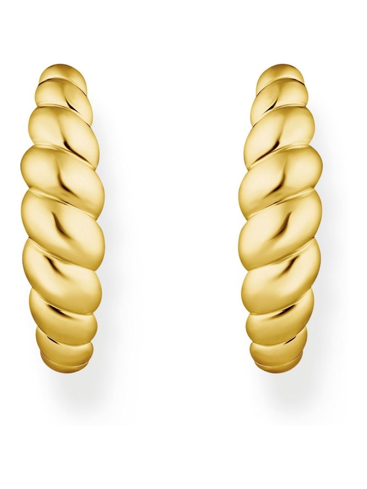Thomas Sabo Gold Tone Organic Shapes Twisted Creoles Earrings - Image 2 of 3