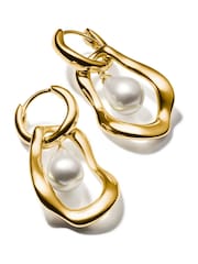 Thomas Sabo White Natural Beauty Statement Creoles Earrings With Pendant - Image 1 of 2