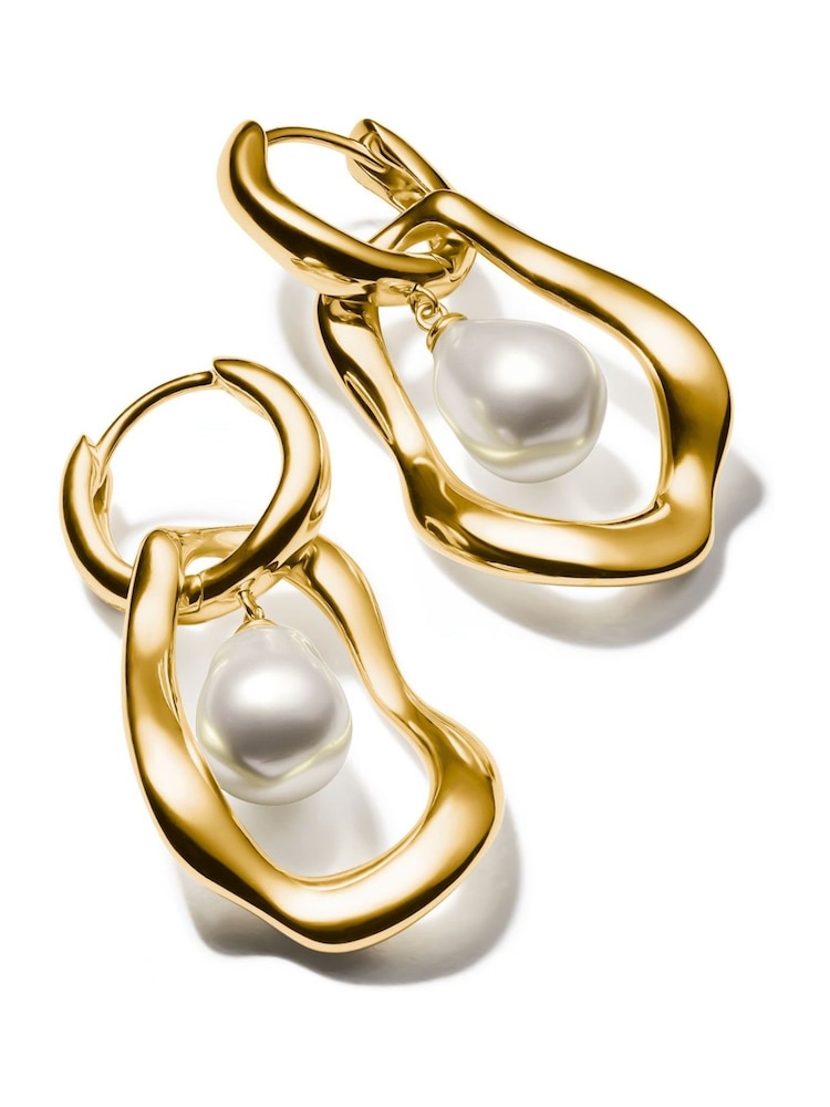 Thomas Sabo White Natural Beauty Statement Creoles Earrings With Pendant - Image 1 of 2