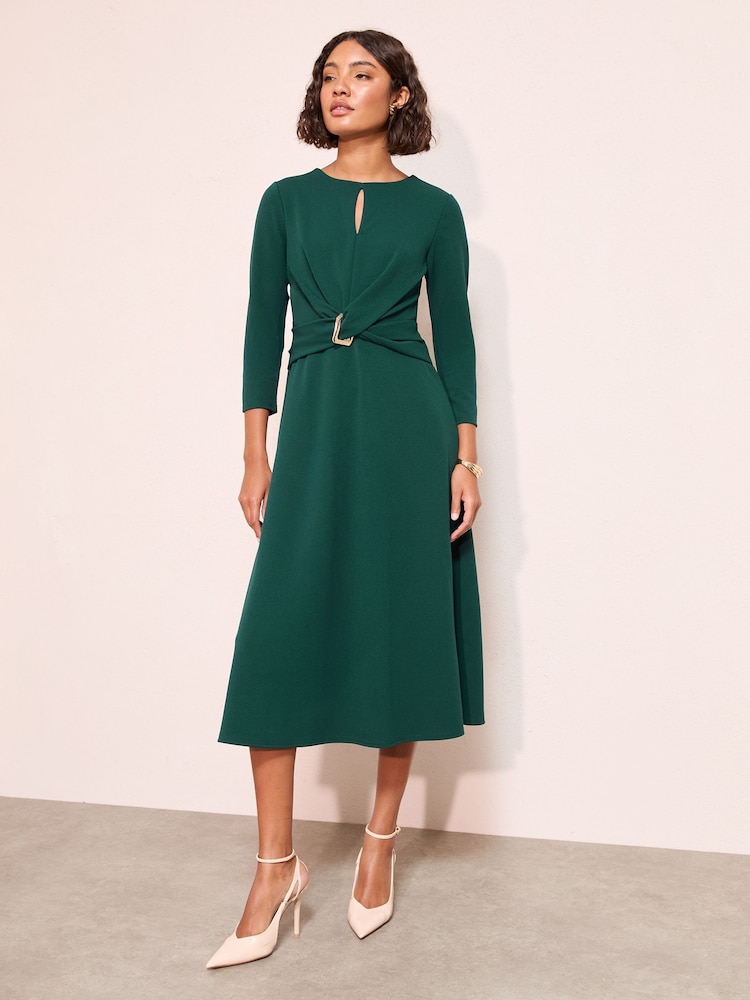 green buckle dress Riley Green Buckle Long Dress