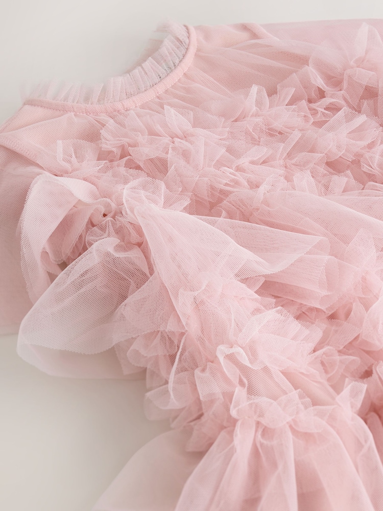 Buy smALLSAINTS Light Pink Frill Mesh Younger Dress from Next USA