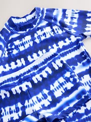 Tie Dyeពណ៌ខៀវ - ឈុតហែលទឹក និងខោខ្លីការពារកាំរស្មីព្រះអាទិត្យ (3-16ឆ្នាំ) - រូបភាព 8 នៃ 9