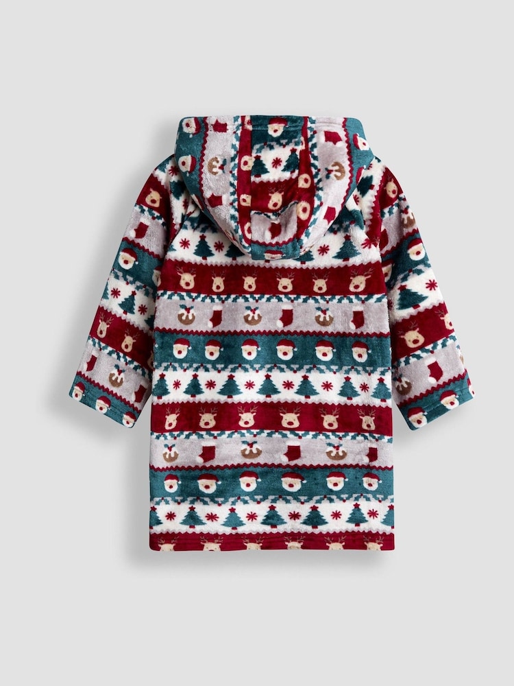 JoJo Maman Bébé Christmas Print Cosy Hooded Blanket - صورة 2 من 4