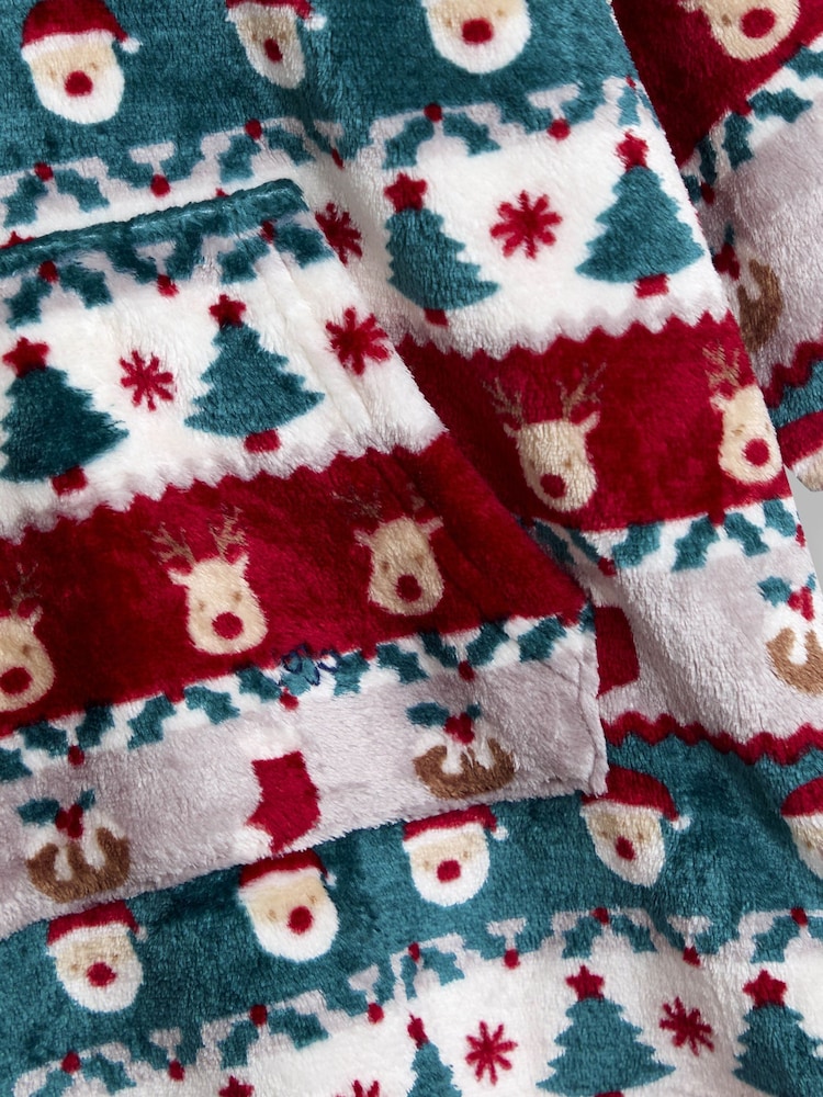 JoJo Maman Bébé Christmas Print Cosy Hooded Blanket - صورة 4 من 4
