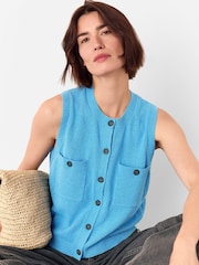 Whistles Blue Cotton Boucle Textured Tank - Image 1 of 5