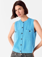 Whistles Blue Cotton Boucle Textured Tank - Image 3 of 5
