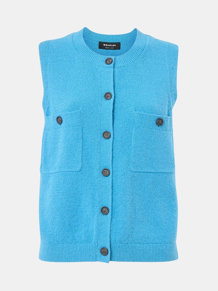 Whistles Blue Cotton Boucle Textured Tank - Image 5 of 5