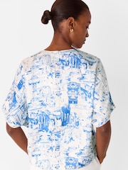 Whistles Blue Rome Print Blouse - Image 3 of 5