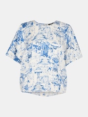 Whistles Blue Rome Print Blouse - Image 5 of 5