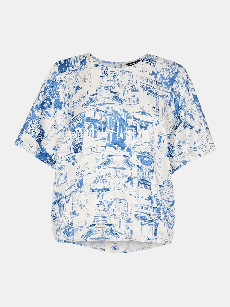 Whistles Blue Rome Print Blouse - Image 5 of 5