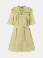 Whistles Green Frill 100% Cotton Mini Dress - Image 6 of 6