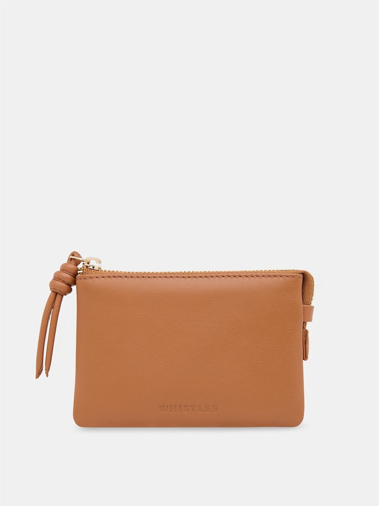 Whistles Brown Knotted Zip Pull Purse - Image 1 of 4