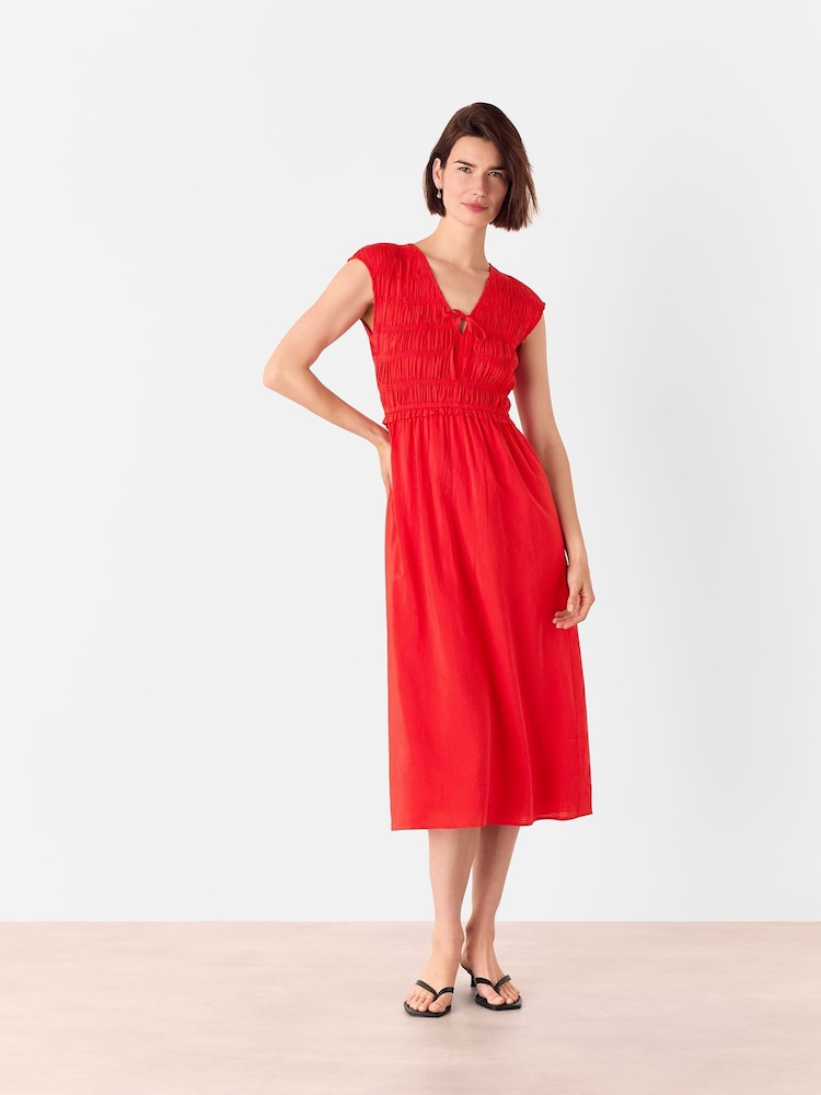 Красный - Whistles Broderie 100% Cotton Midi Dress - Изображение 2 из 5