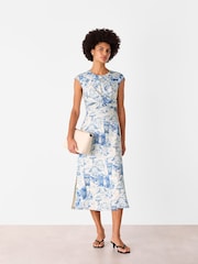 Whistles Blue Rome Print Midi Dress - Image 1 of 5