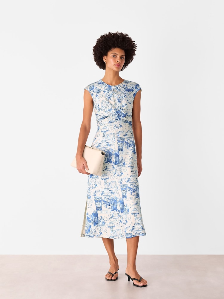 Whistles Blue Rome Print Midi Dress - Image 1 of 5