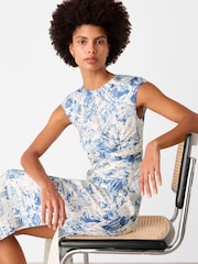 Whistles Blue Rome Print Midi Dress - Image 3 of 5