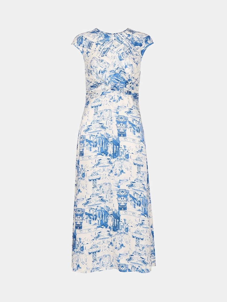 Whistles Blue Rome Print Midi Dress - Image 5 of 5