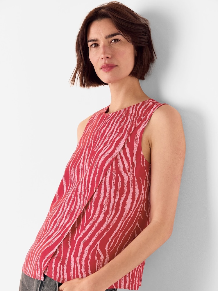 Whistles Red Zebra Print Layered Wrap Crepe Tank - Image 1 of 5