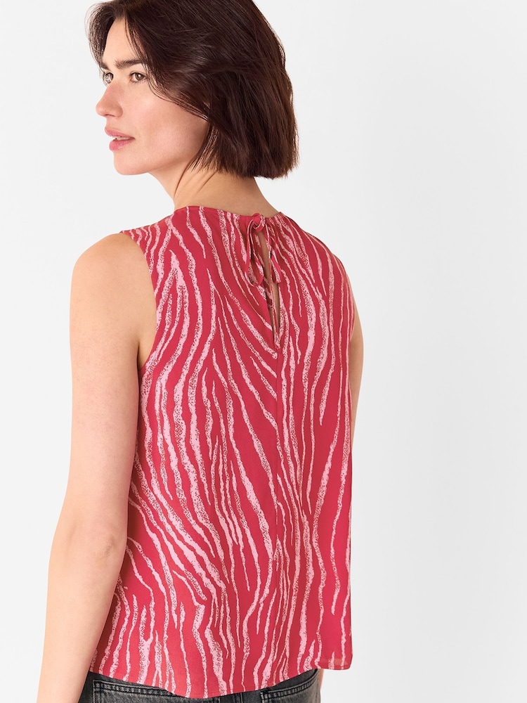 Whistles Red Zebra Print Layered Wrap Crepe Tank - Image 2 of 5