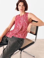 Whistles Red Zebra Print Layered Wrap Crepe Tank - Image 3 of 5