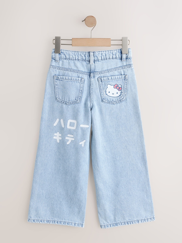 أزرق متوسط - Hello Kitty Wide Leg Jeans (3-16yrs) - صورة 2 من 5 أزرق متوسط - Hello Kitty Wide Leg Jeans (3-16yrs) - صورة 2 من 5