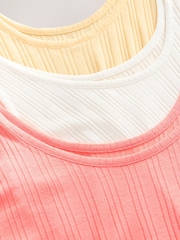 Yellow/Cream/Coral Rib Vests 3 Pack - Image 5 of 10
