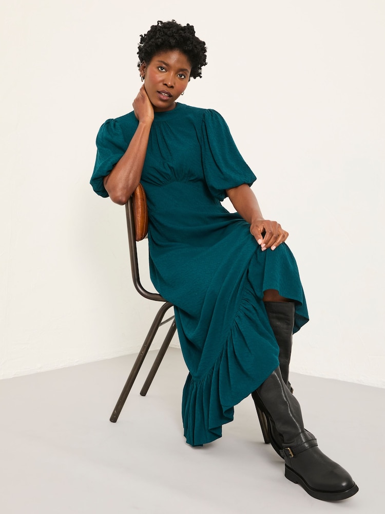 FatFace Mila Teal Blue Petite Midi Dress - Image 1 of 7