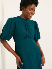 FatFace Mila Teal Blue Petite Midi Dress - Image 4 of 7
