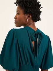 FatFace Mila Teal Blue Petite Midi Dress - Image 5 of 7