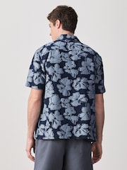 أزرق - قميص جاكار مزيّن بطبعة كُم قصير - صورة 3 من 7