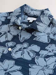 أزرق - قميص جاكار مزيّن بطبعة كُم قصير - صورة 7 من 7