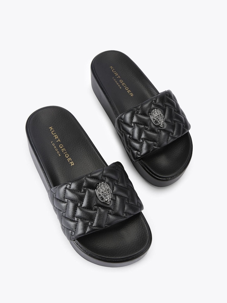 Kurt Geiger London Black Meena Eagle Platform Sandals - Image 2 of 4