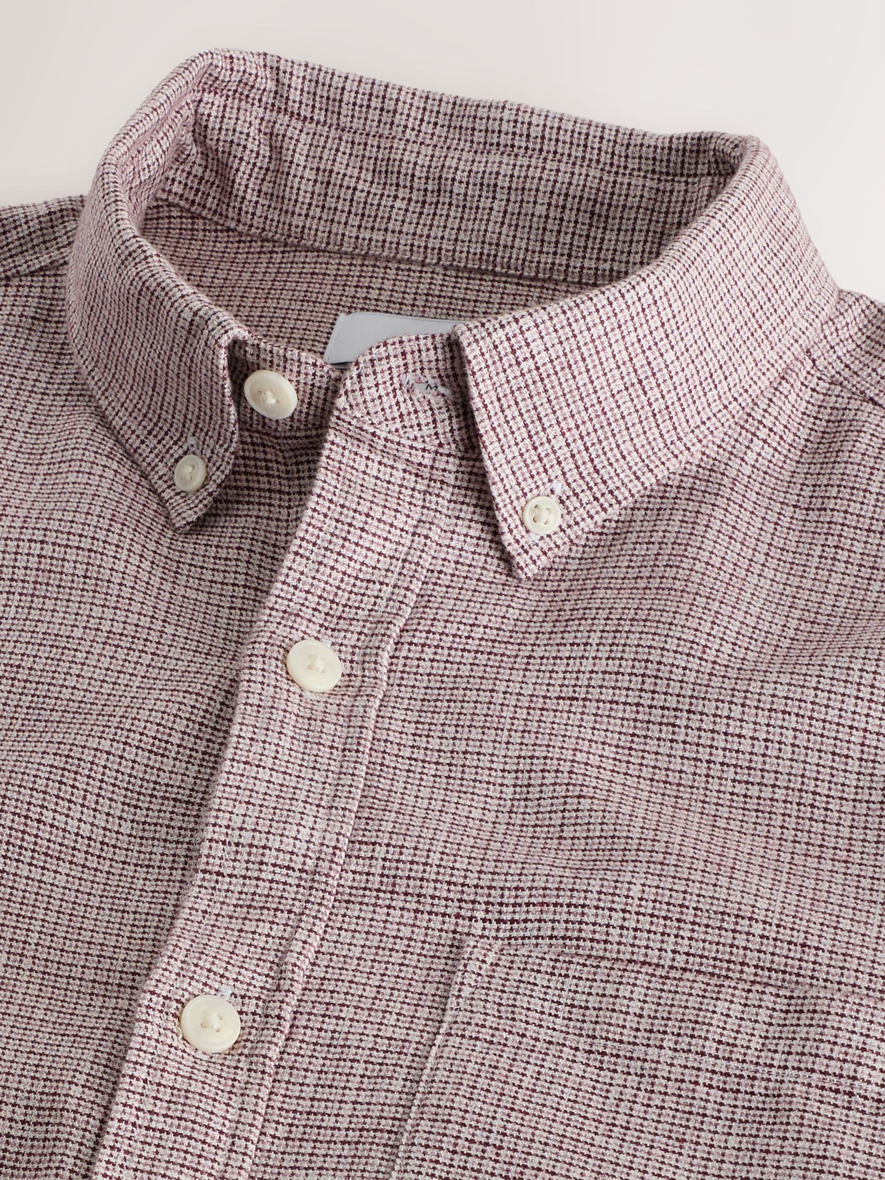 Buy Purple Classic Collar Cotton Linen Blend Short Sleeve Shirt