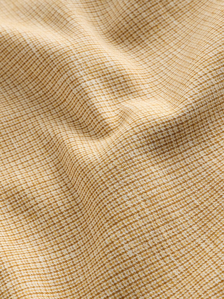 Orange Standard Collar Cotton Linen Blend Short Sleeve Shirt - Image 8 of 8