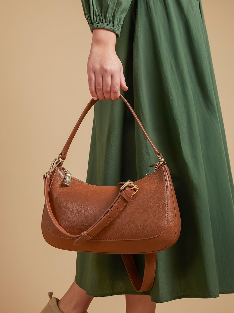 Jones Bootmaker Brown Verbier Multi Fasten Leather Shoulder Bag - Image 1 of 4